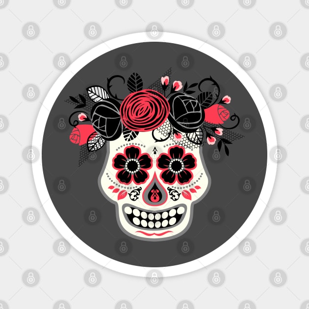 Day of the Dead White Skull Magnet by HolidayBug